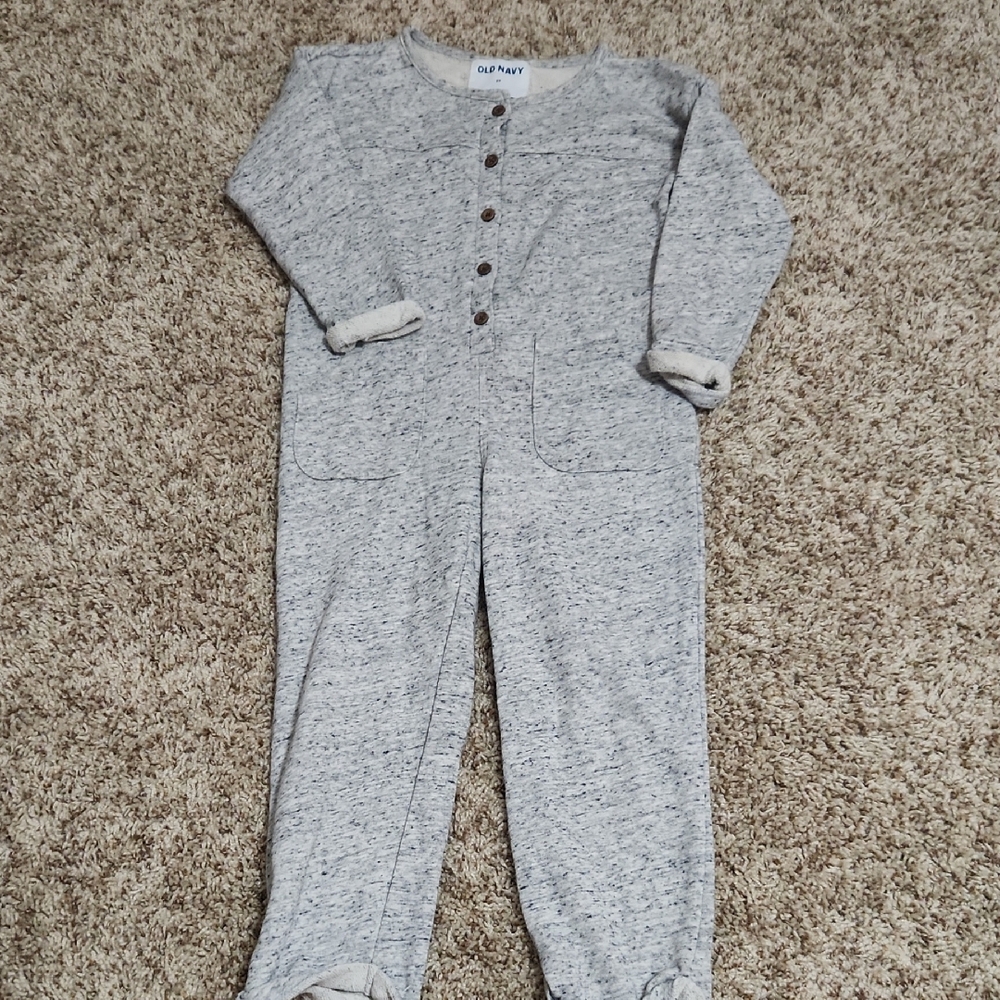 Old Navy Heather Gray Button-Up Jumpsuit